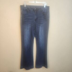 Crazy Train Medium Blue Wash Flare Jeans Size 15/32 (6066)